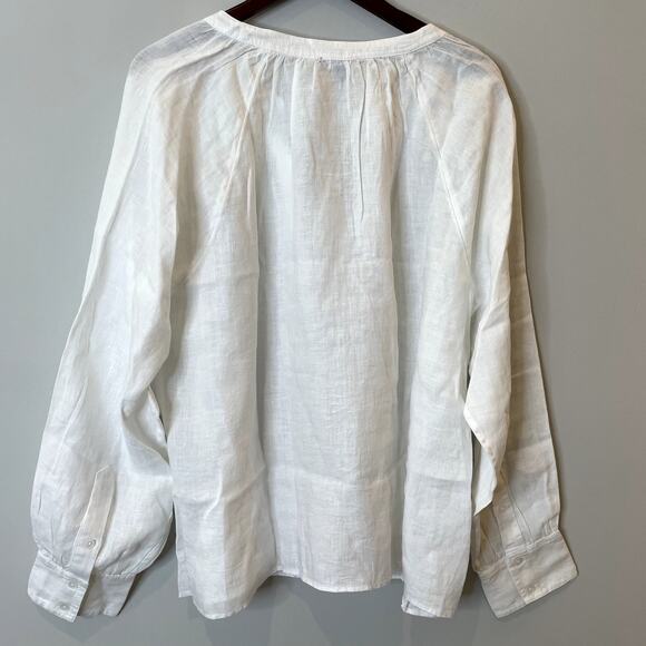 J.Crew Cabana Top Linen Shirt Breathable Date Vacation Trip Plus CI542 White 2X - Picture 8 of 16